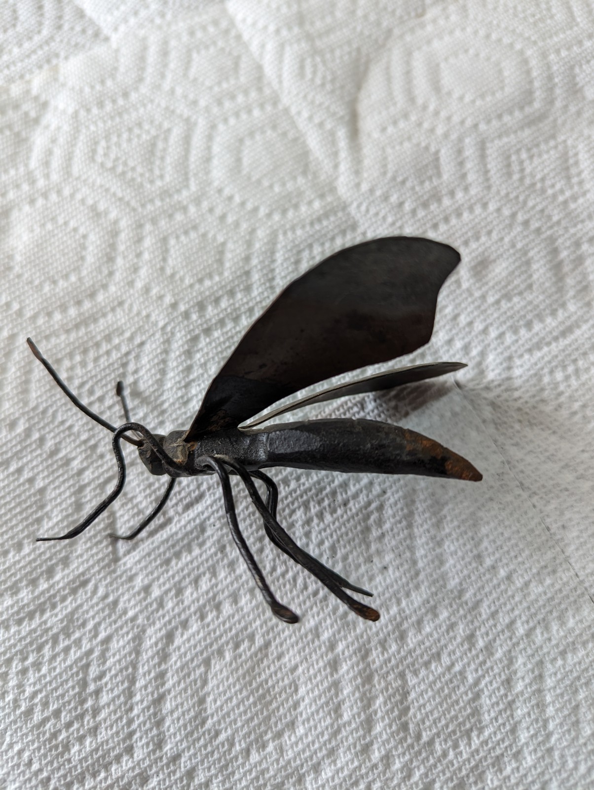 Japanese Okimono Vintage Sculpture Insect Brass Iron Bee. 4"