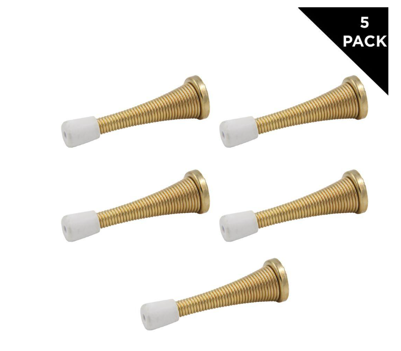 Spring Door Stop Value Pack Everbilt Bright Brass (5-Pack) 1002316477