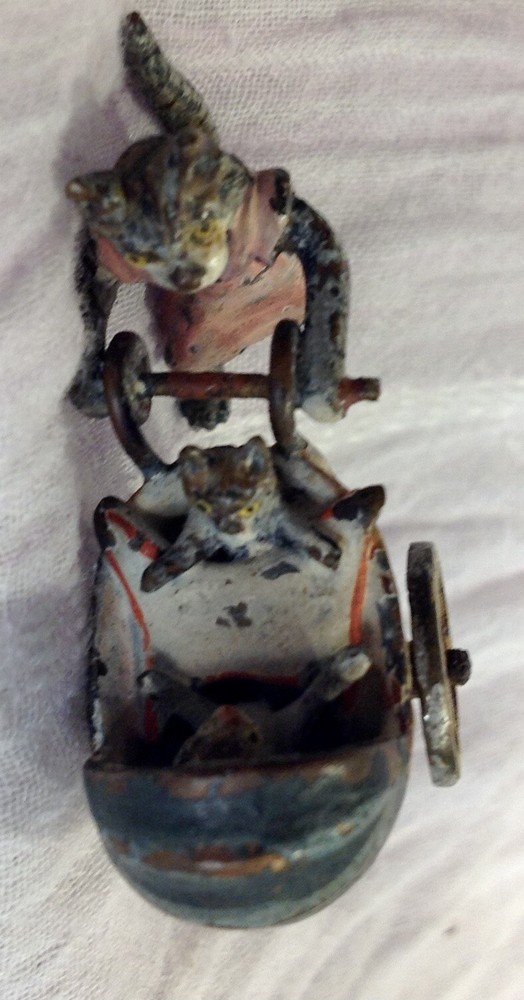 antique Austrian bronze kittens in buggy