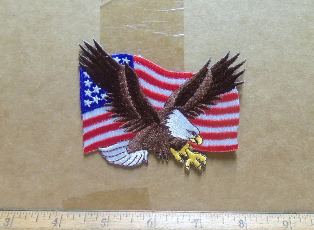 United States Flag with Eagle Embroidered Patch