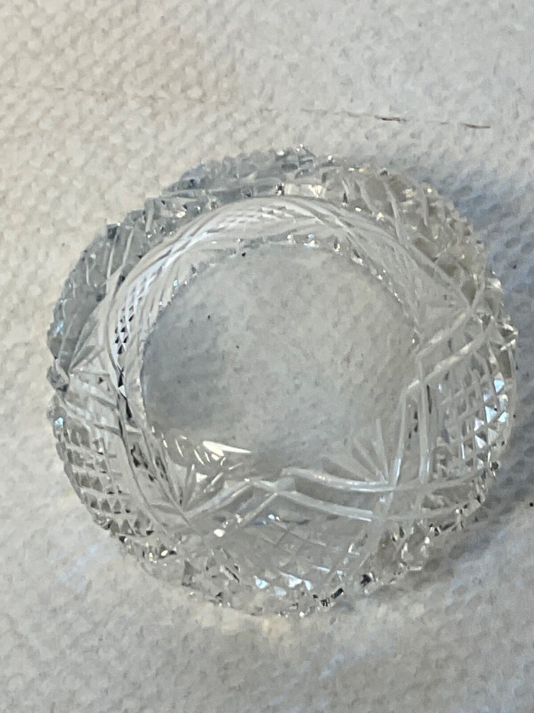 Crystal salt dip/cellar decorative etching