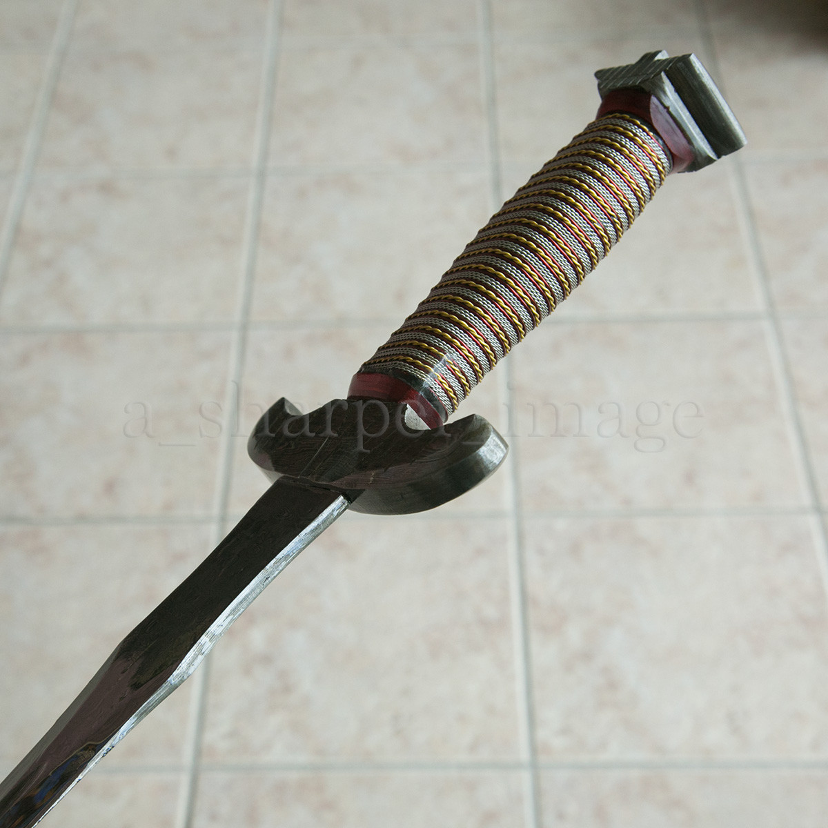 266 Layer Damascus 55 HRC Short Sword 30" Gladius Spatha SHARP + Leather Sheath