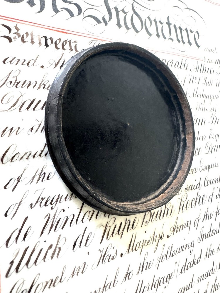 Antique Paper Mache Snuff Box Unique Scene 3”