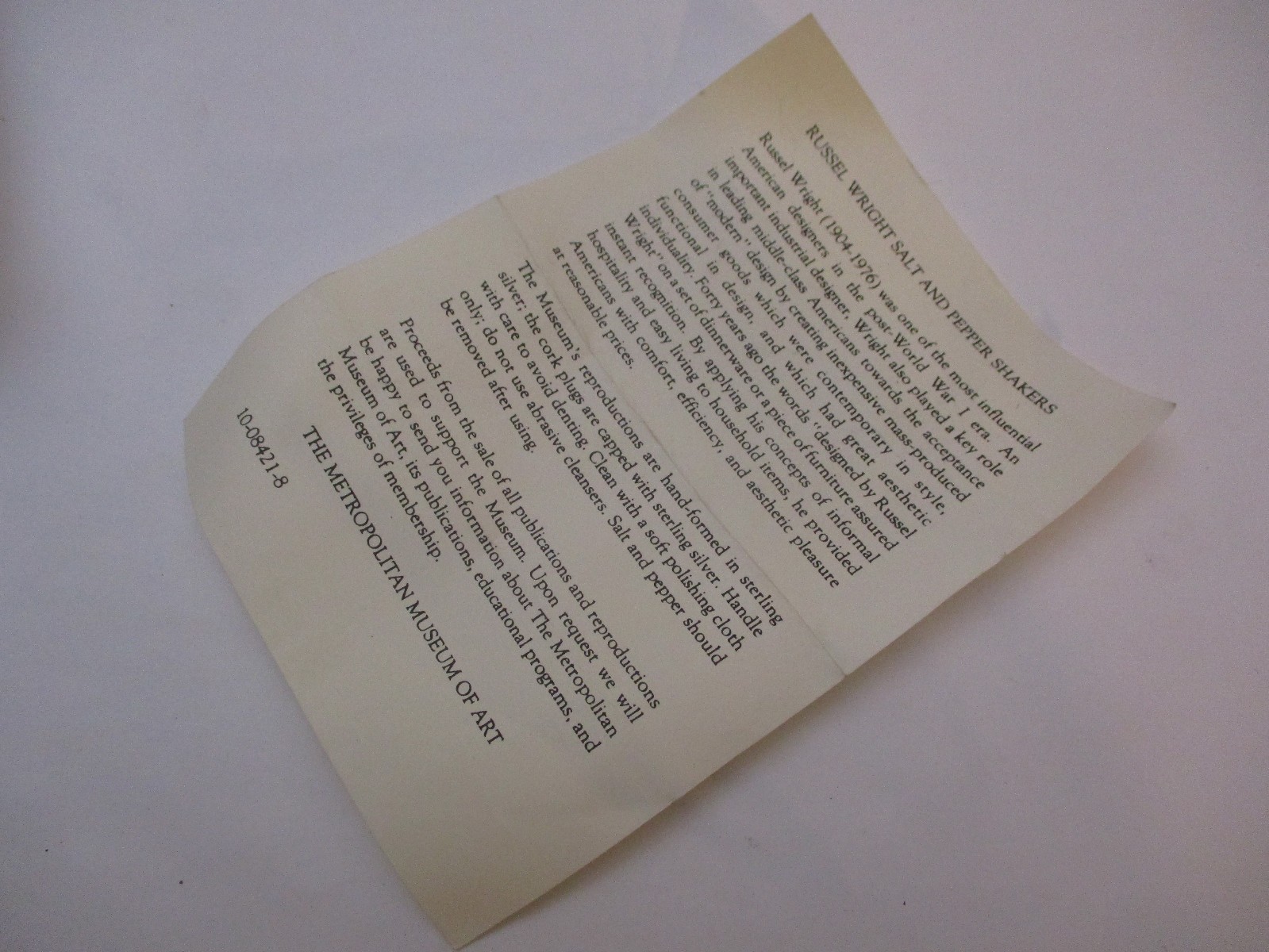 Vintage Russel Wright Sterling Salt Pepper Shakers Metropolitan Museum Art MMA