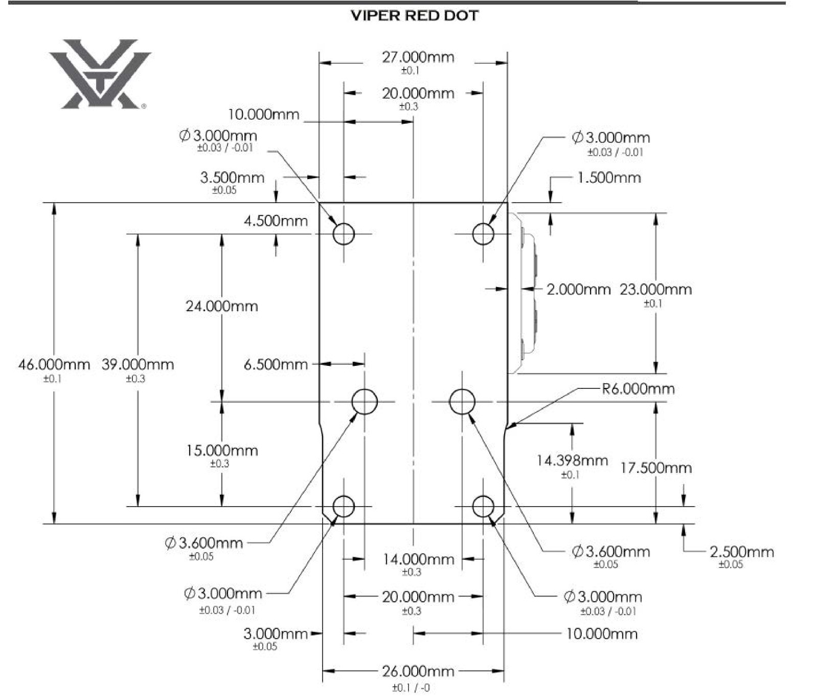 Vortex Viper 1x24mm, 6 MOA Red Dot Sight CR2032 Battery, Black, VRD-6