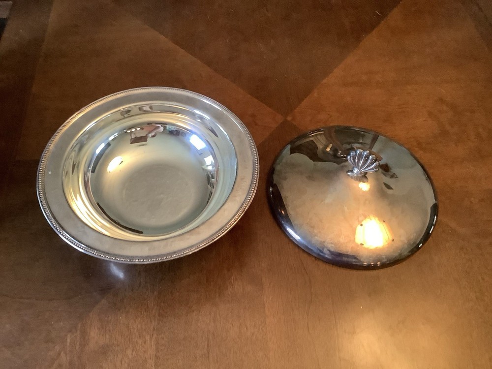 Vintage Silverplate Covered Serving Dish w/ Dome Lid (Shell) Unmarked