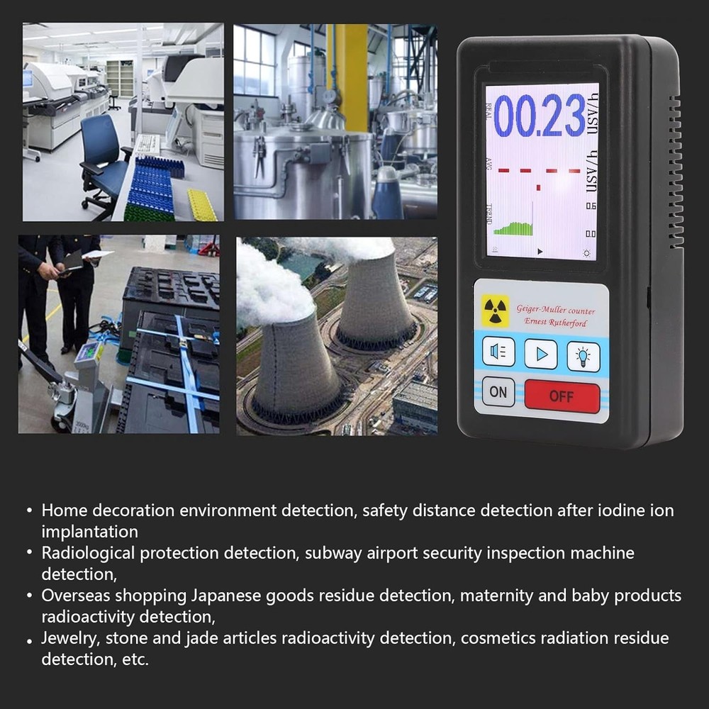 Handheld Geiger Counter - Rechargeable Radiation Detector with LCD Display