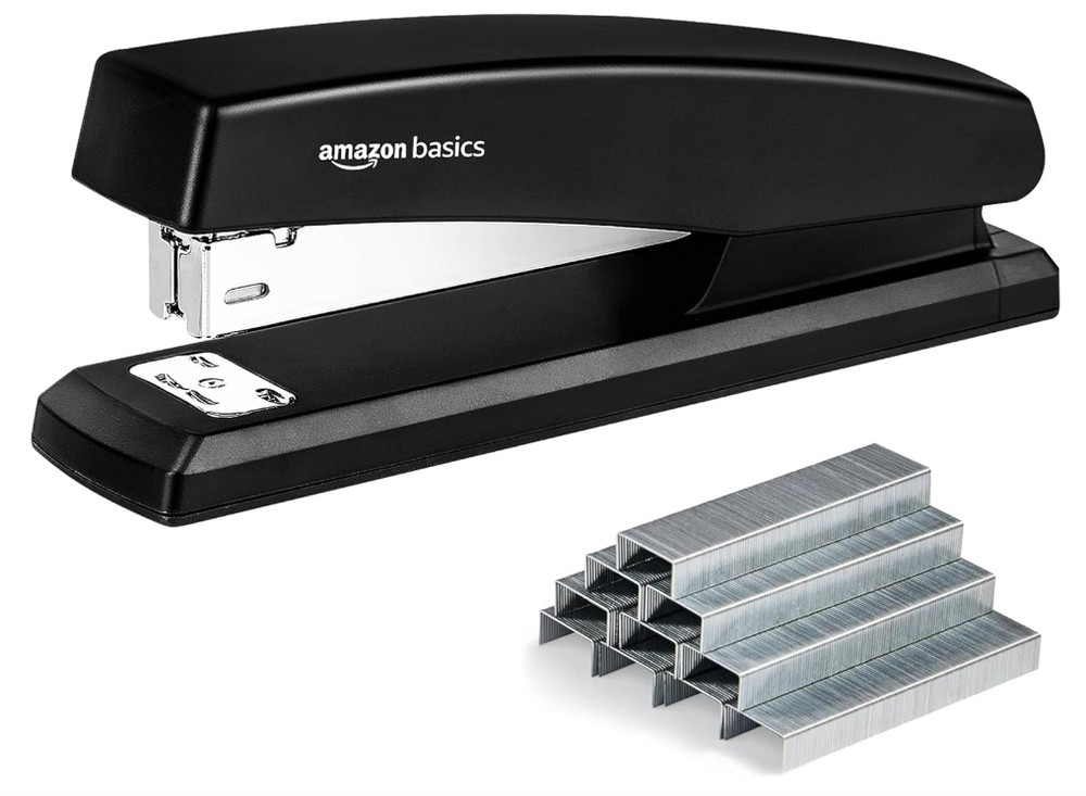 Basics Stapler with 1000 Staples, 25 Sheet, Black