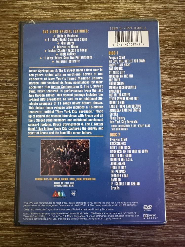 Bruce Springsteen 2 DVD Set Live In NYC