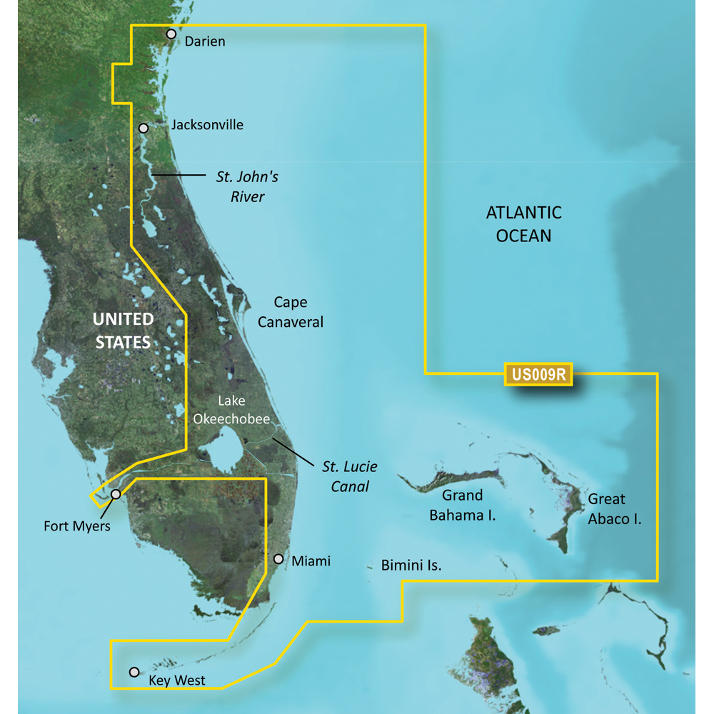 Garmin BlueChart g3 Vision VUS009R Jacksonville Key West Florida Bahamas microSD