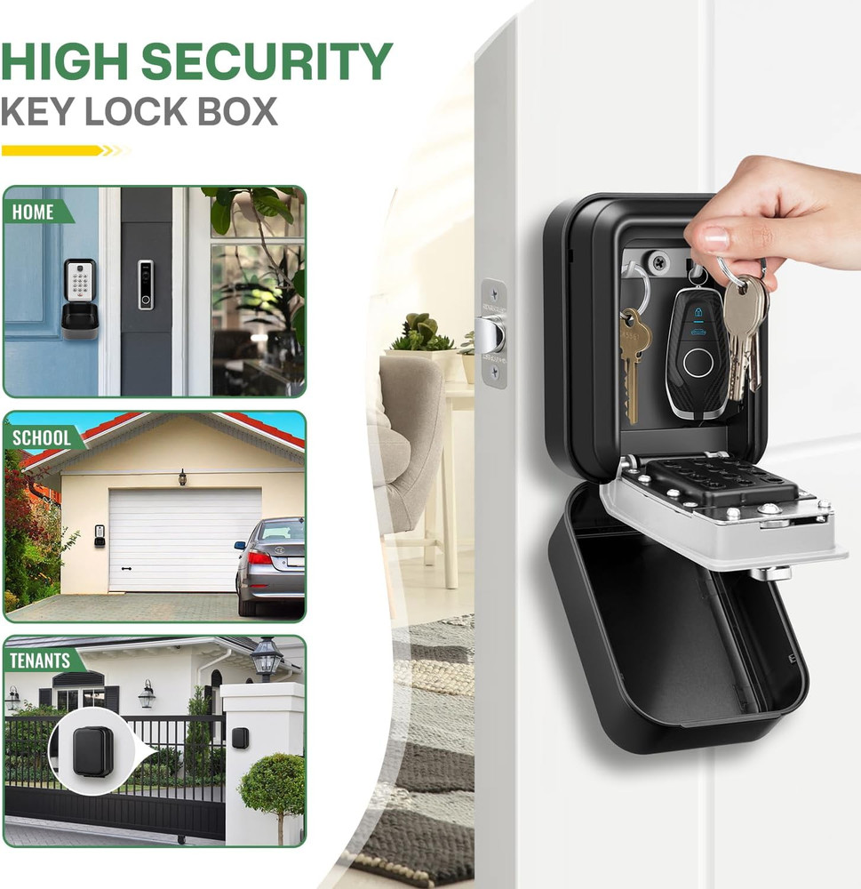 Lock Box for Keys with Code, Waterproof Key Boxs Wall Mount 12-Digit Keypad Lock