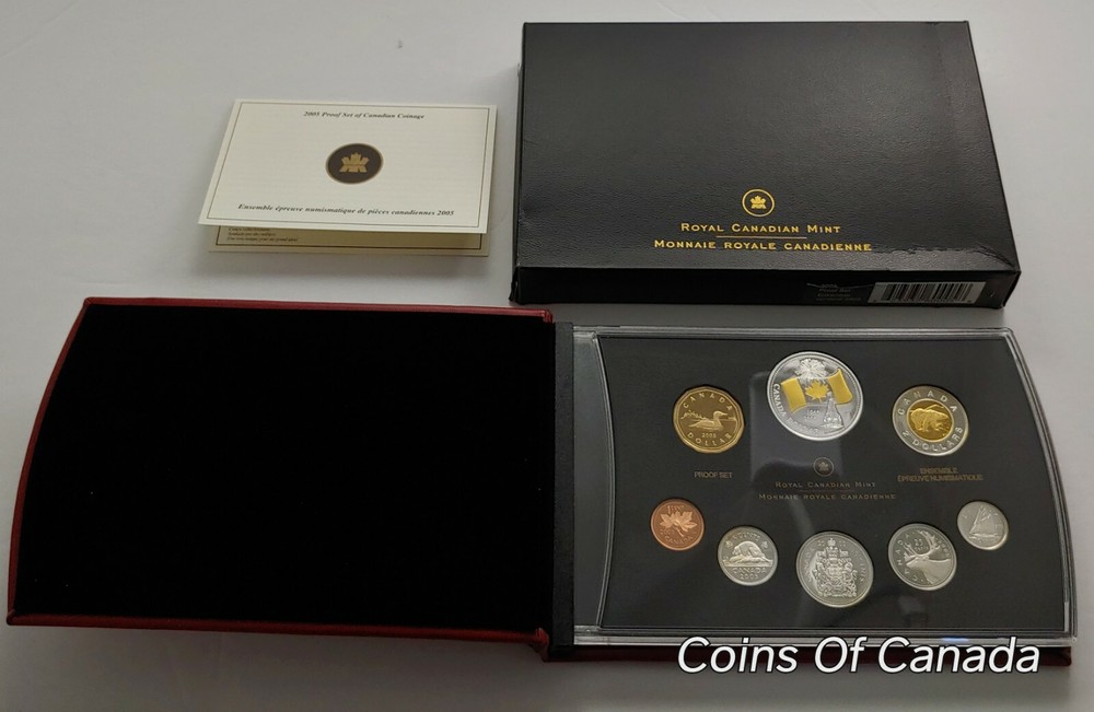 2005 Canada 8 Coin Silver PROOF Set w/ Gold Plated Silver Dollar #coinsofcanada