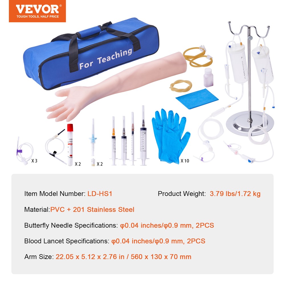 VEVOR IV Practice Kit Phlebotomy Venipuncture Practice Arm for Students Nurses