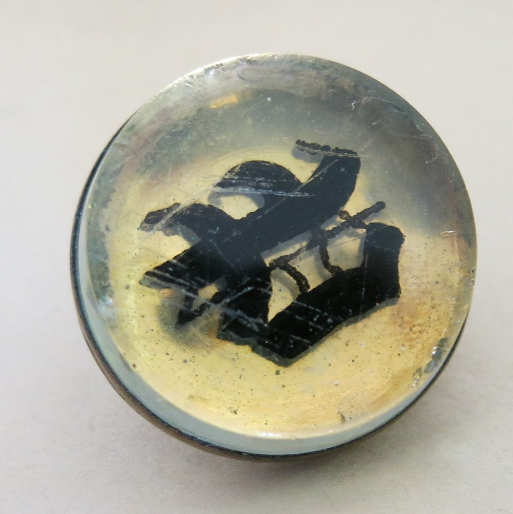 Bridle Rosette Brass Glass with Initial “D” [3908]