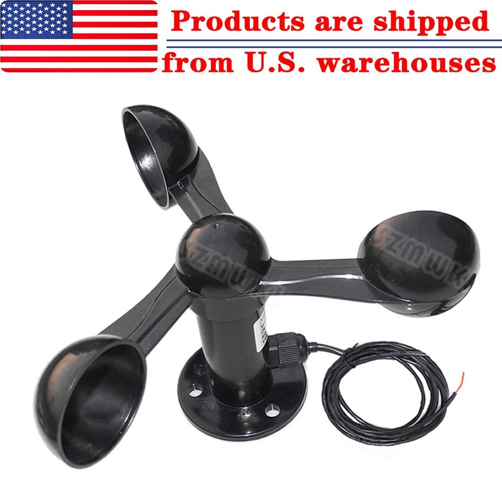 0-5V Black Voltage Output Wind Speed Sensor 3 Cups Polycarbonate Anemometer IG
