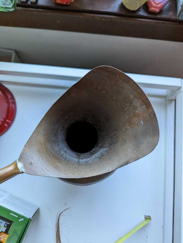 Mexican copper hand tool pitcher Flower Motif