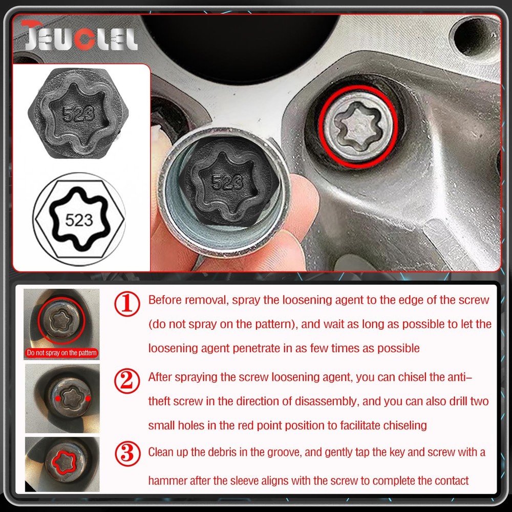 JEUCLEL 22PCS Wheel Locking Nut Key Kit 22 pieces, 22Pc Socket Set