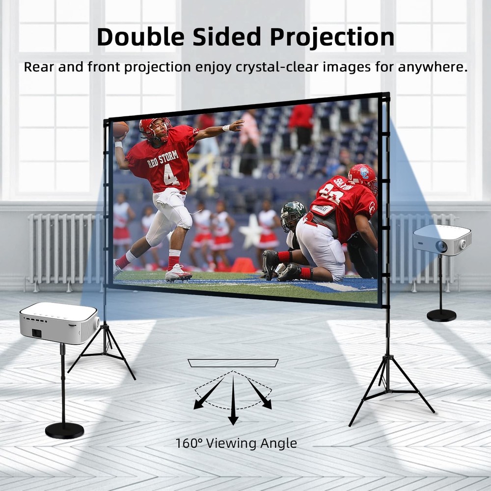 Projector Screen and Stand, 120 inch Foldable and Portable Projection Screen ...