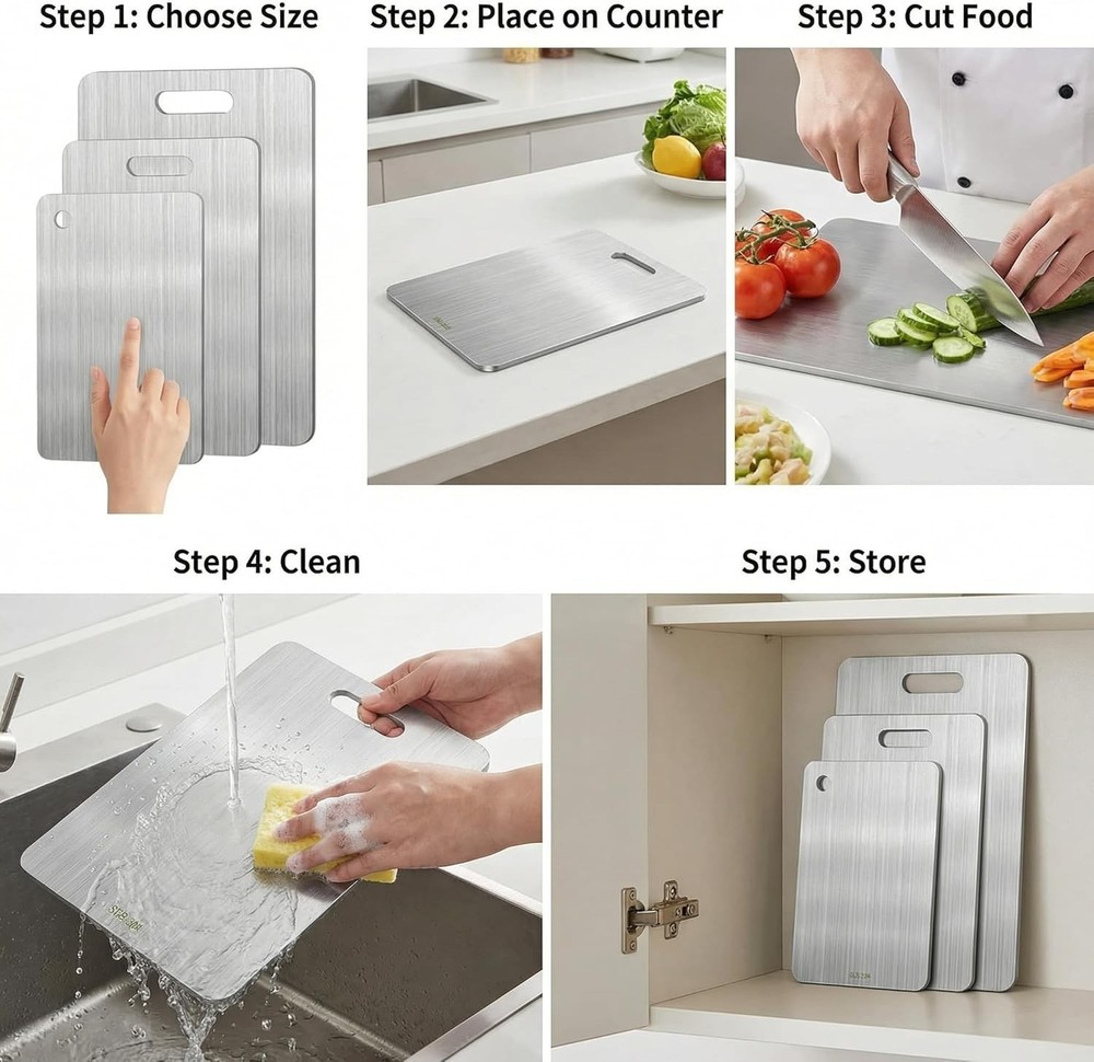 Titanium Cutting Board Double-Sided Titanium Cutting Boards for Kitchen Camping