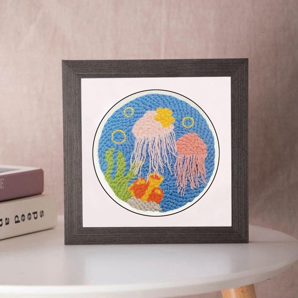 Esffaci Punch Needle Kit for Adults Beginner Starter Jellyfish