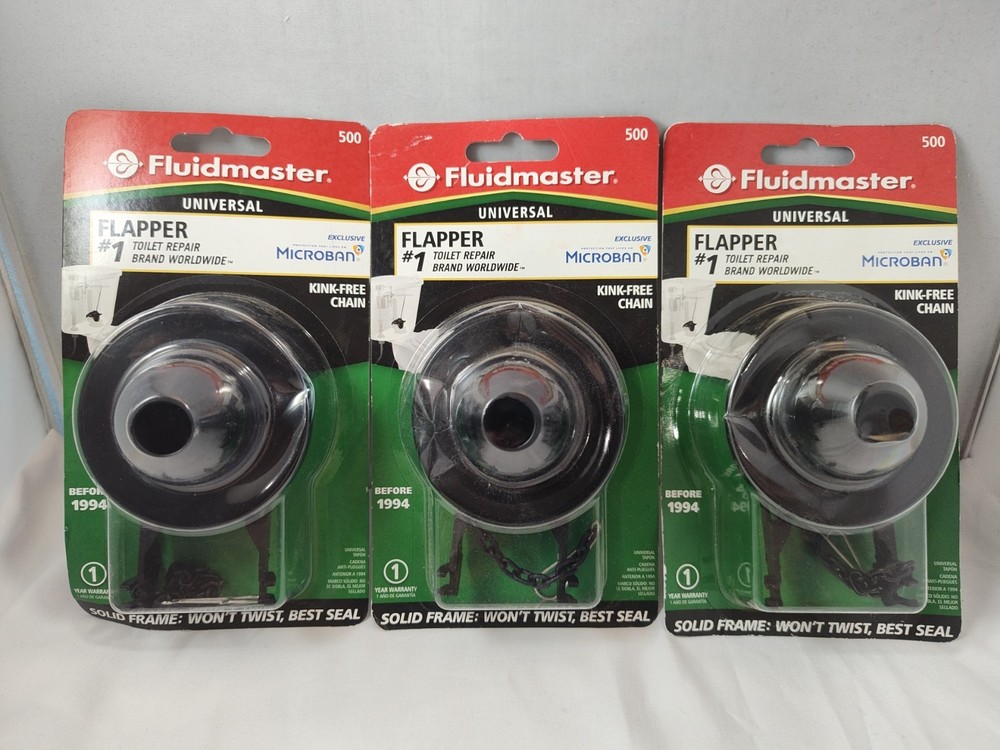 3 Pack Fluidmaster 500 2-Inch Universal Solid Frame Toilet Flapper, For 3.5 GPF