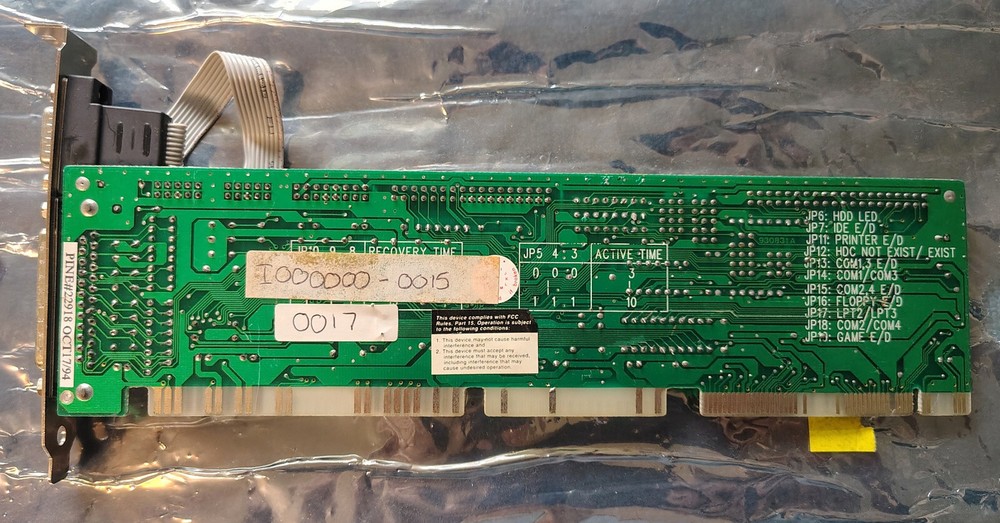 Pine Technology PT-626 VESA VLB IDE HDD IO Controller Card Board Serial 1994