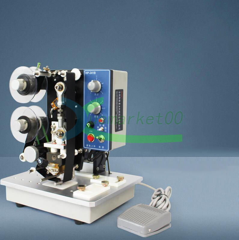 Semi-Auto Ribbon Printer Adjustable Machine Hot Stamp Coder Foot Switch HP241B