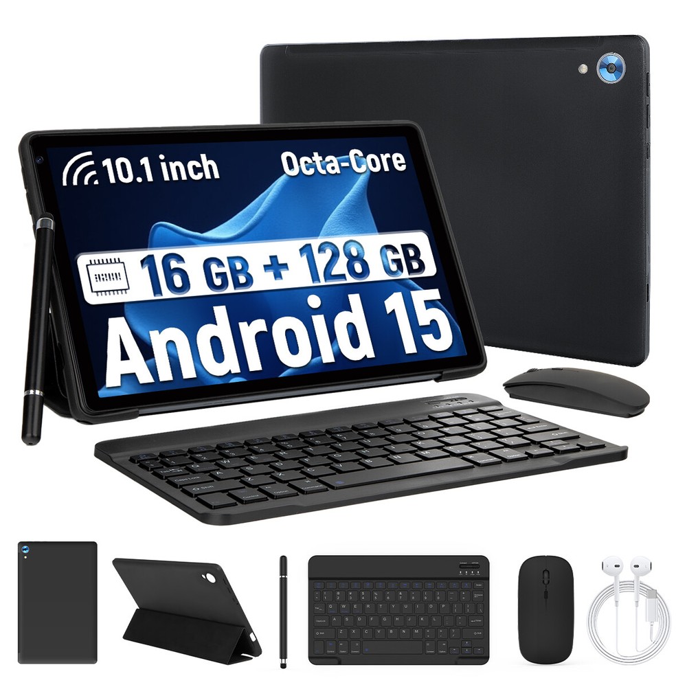 10.1'' Android 15 Tablets HD LCD Touchscreen Octa-Core 24+128GB WIFI Bluetooth