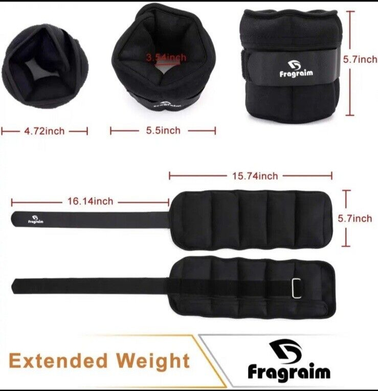 Fragraim Adjustable Ankle Weights 10 lbs pair - 5 per side, Black