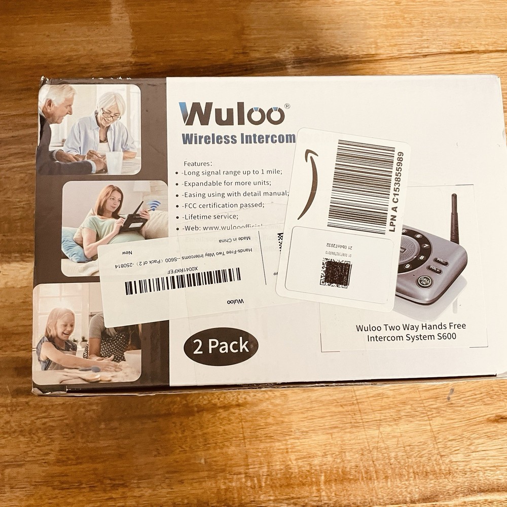 Wuloo S600-P2 Black Gray Wireless Full Duplex Intercom System 2 Pack