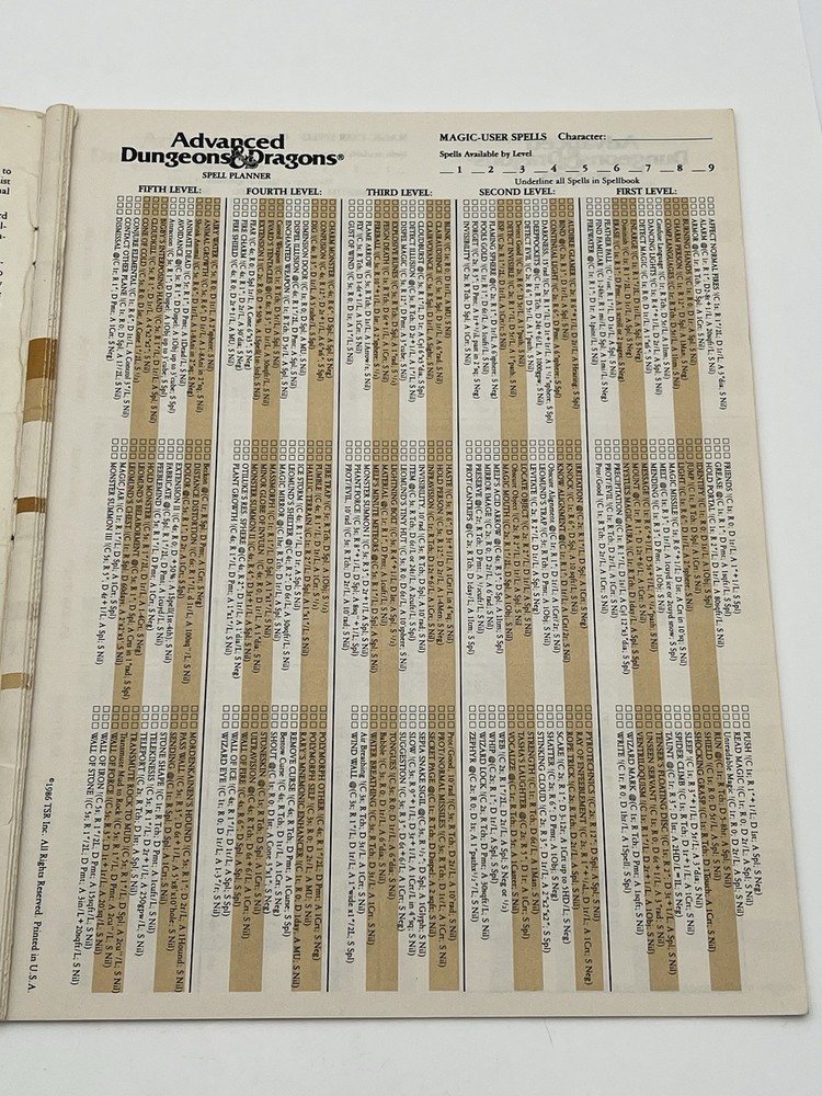 REF2 PLAYER CHARACTER RECORD SHEETS DUNGEONS & DRAGONS AD&D TSR 9028 USED