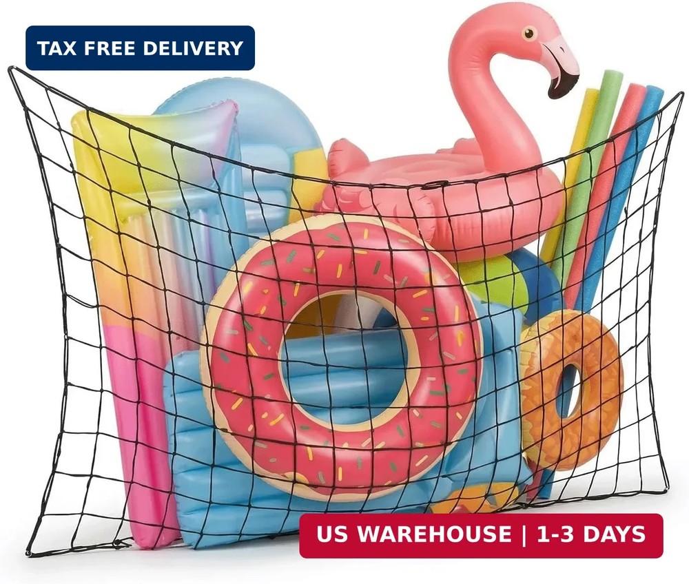 Pool Float Net Storage Extra Large Hanging Pool Toy Holder with Hook and Ties fo
