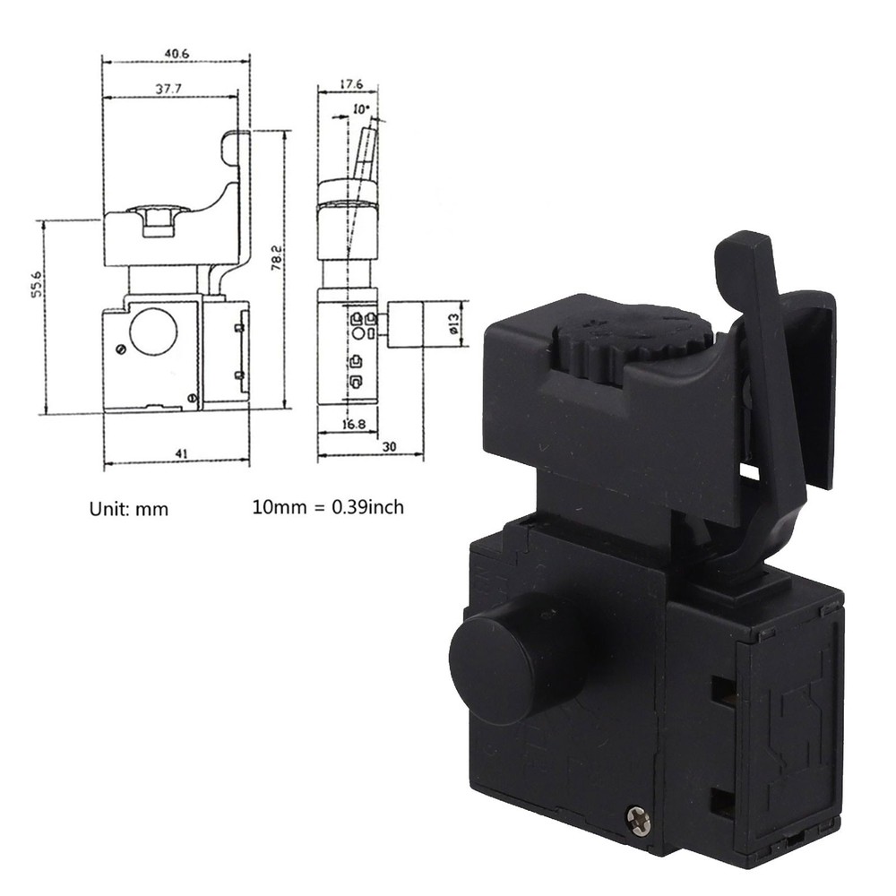 FA2-6/1BEK Black 6A 250V Electric Drill Speed Control Trigger Button Switch