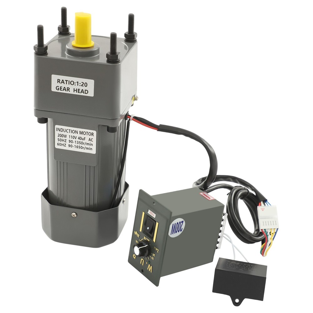 200W AC Gear Motor With Speed Controller Electric Variable Single-Phase 20K 110V
