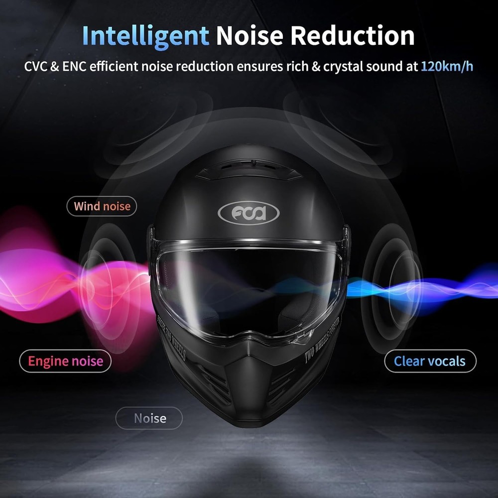 FX-S Motorcycle Bluetooth Headset V5.4, 2-Way Helmet Intercom Communication S...