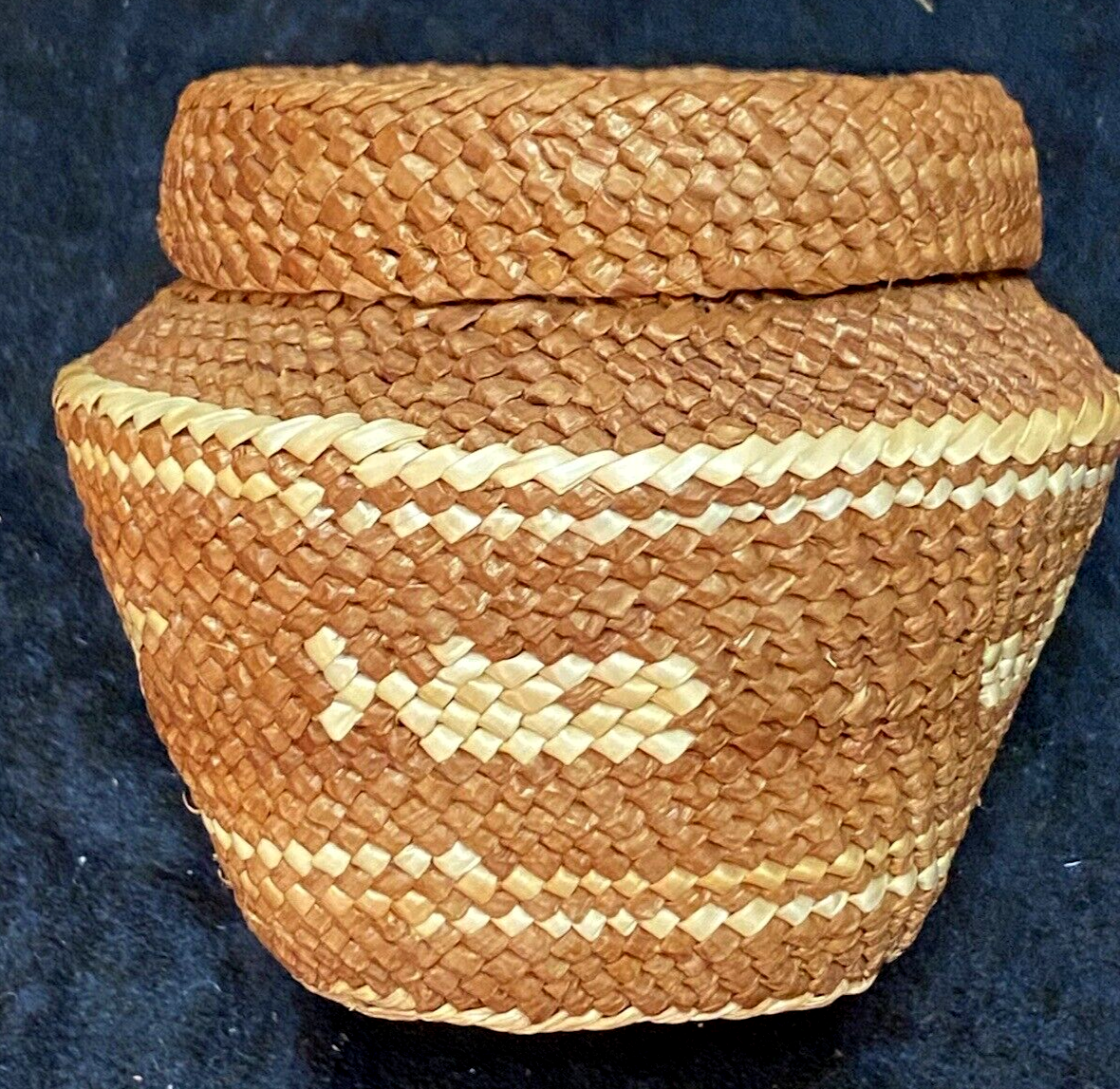 Northwest Coast Makah Indian Lidded Jar Basket
