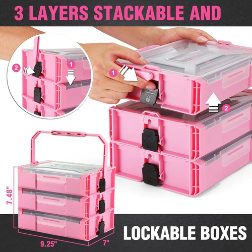 WORKPRO Pink Cordless Drill Driver with Toolbox, 43PCS Tool Set