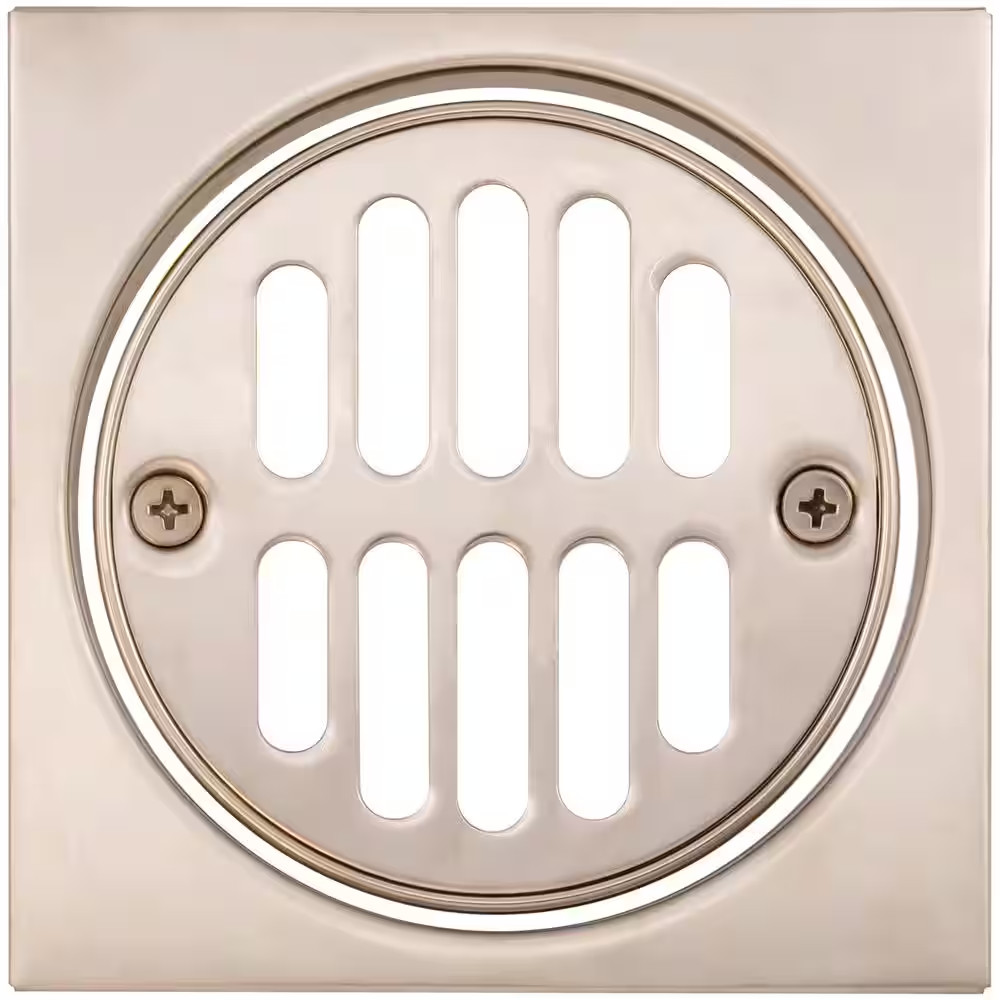 Square Brass Shower Tile with round Strainer Grid Drain Cover and Crown Ring, Sa