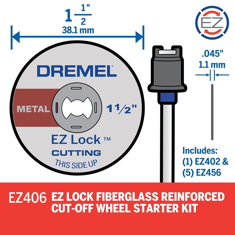 EZ Lock Rotary Tool Cutting Wheel Kit with Mandrel 2 Pack