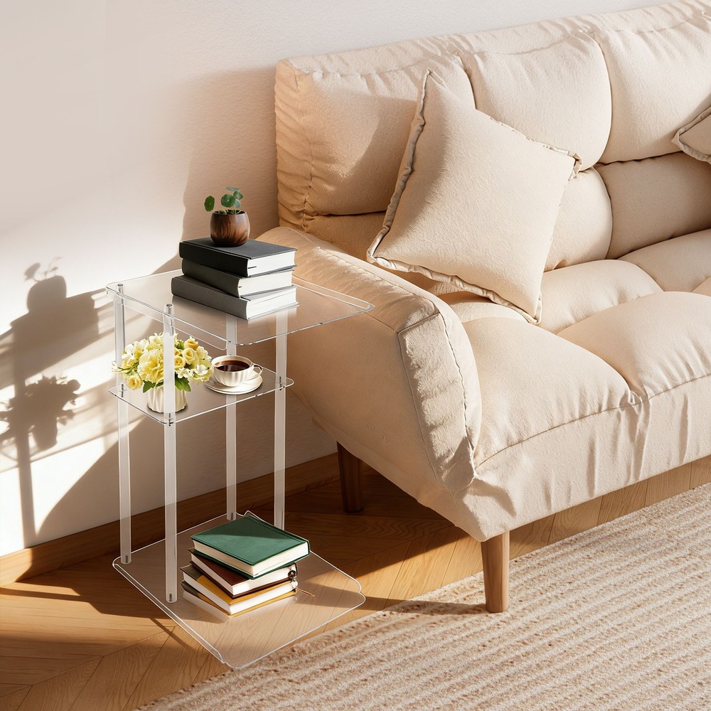 Clear Acrylic Side Table, Entryway Table, C Shaped End Table Minimalist Style