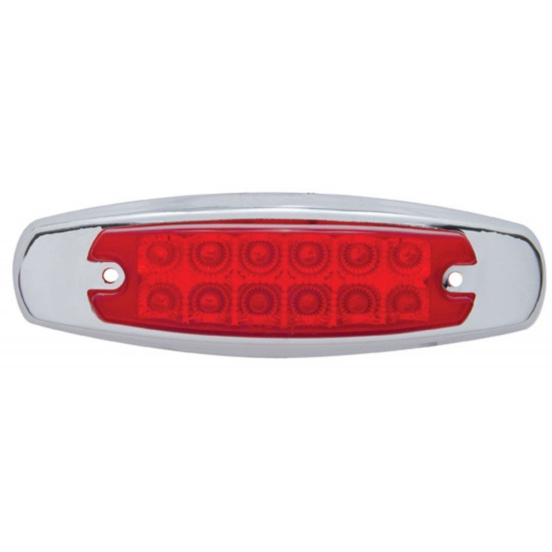 12 LED REFLECTOR RECTANGULAR LIGHT WITH BEZEL (CLEARANCE/MARKER) - RED LED/RED L