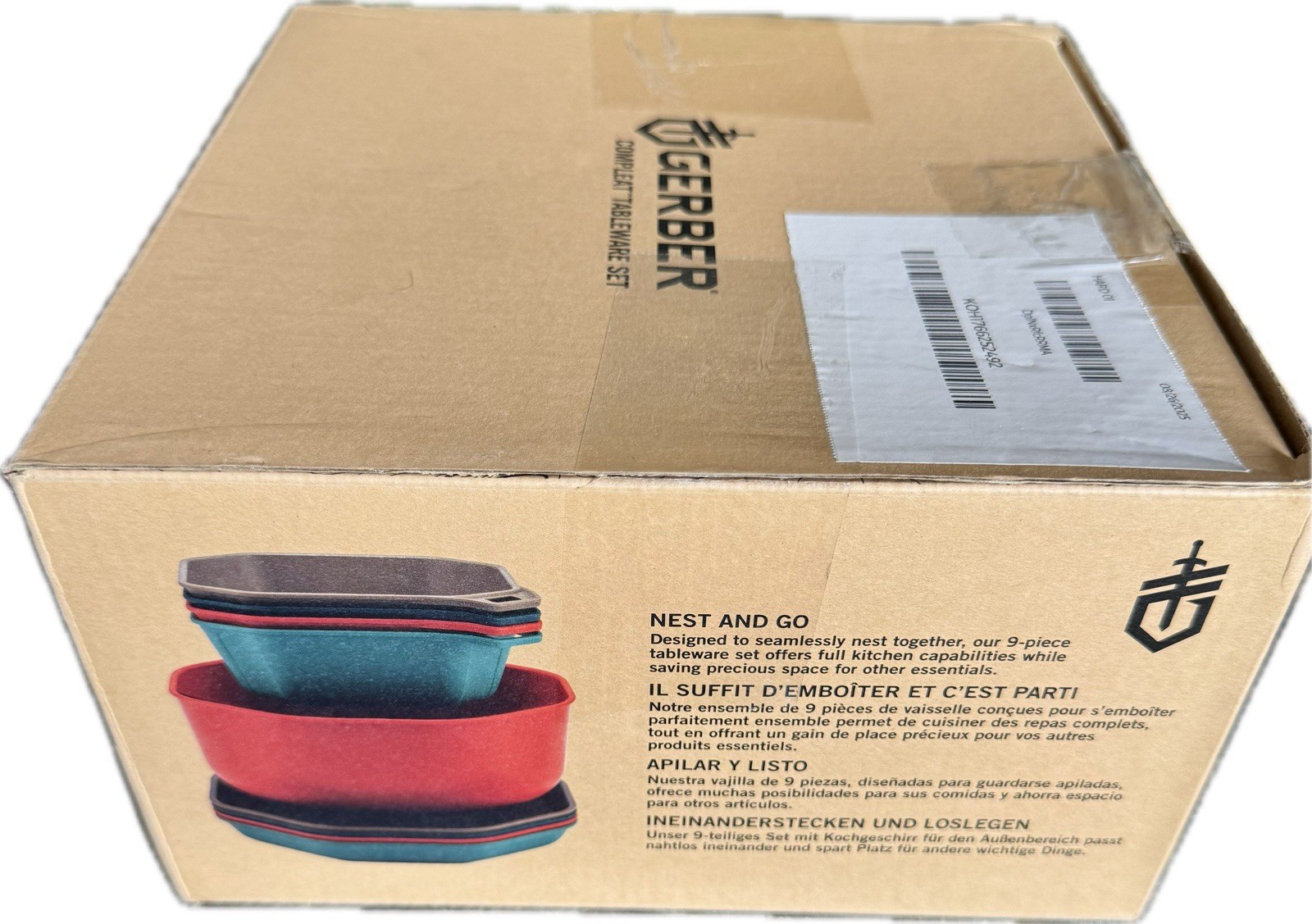 Gerber ComplEAT 9-Piece Camping Tableware Set – Plates Bowls Mixing Bowl