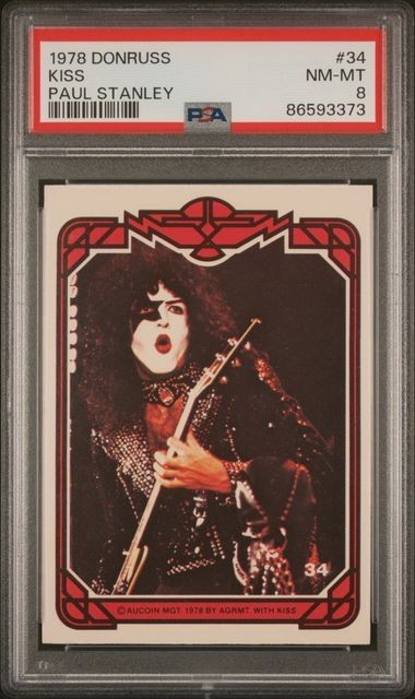 Vintage 1978 KISS Donruss Series 1 Trading Card #34 PAUL STANLEY PSA 8 NM-MT