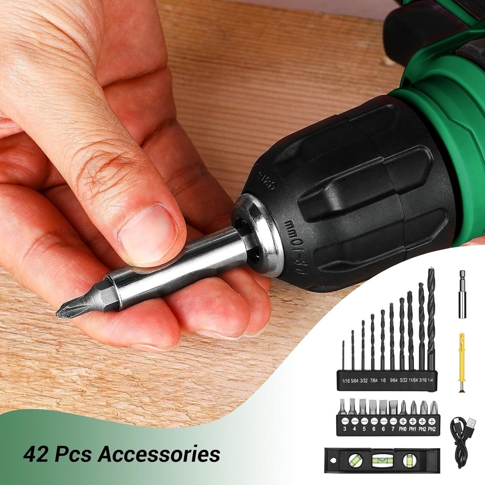 Lightweight 8V Electric Drill with 3/8" Keyless Chuck & Variable Speed Control