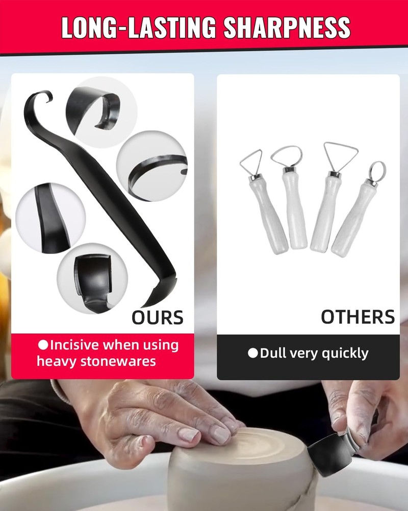 Versatile Pottery Trimming Tools, Sharpened Tool for Potter, black