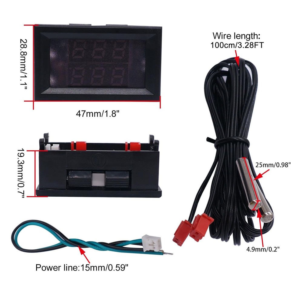weideer Digital Thermometer Dual LED Display Fahrenheit to Centigrade Adjusta...