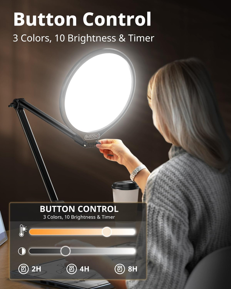 10" Key Light for Streaming, Desk Ring Light with Adjustable Arm, Zoom Lighting