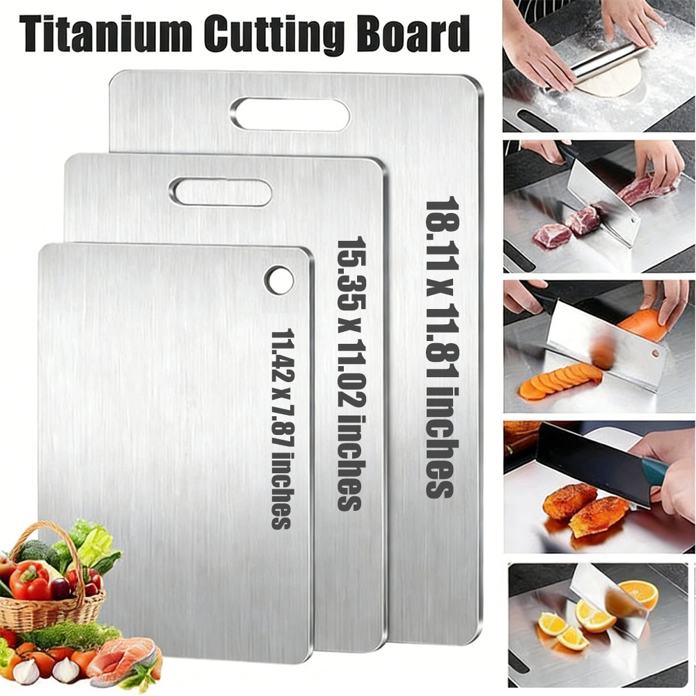 Stainless Steel Cutting Board Double-Sided Titanium Chopping Board for Kitchen