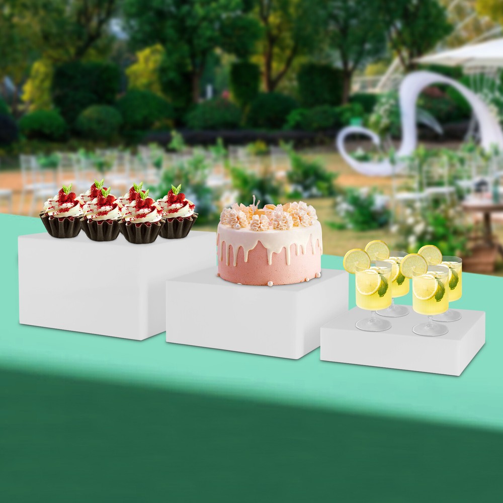 Acrylic Cube Dessert Table Display Nesting Riser with Hollow Bottoms 8"+9"+10"