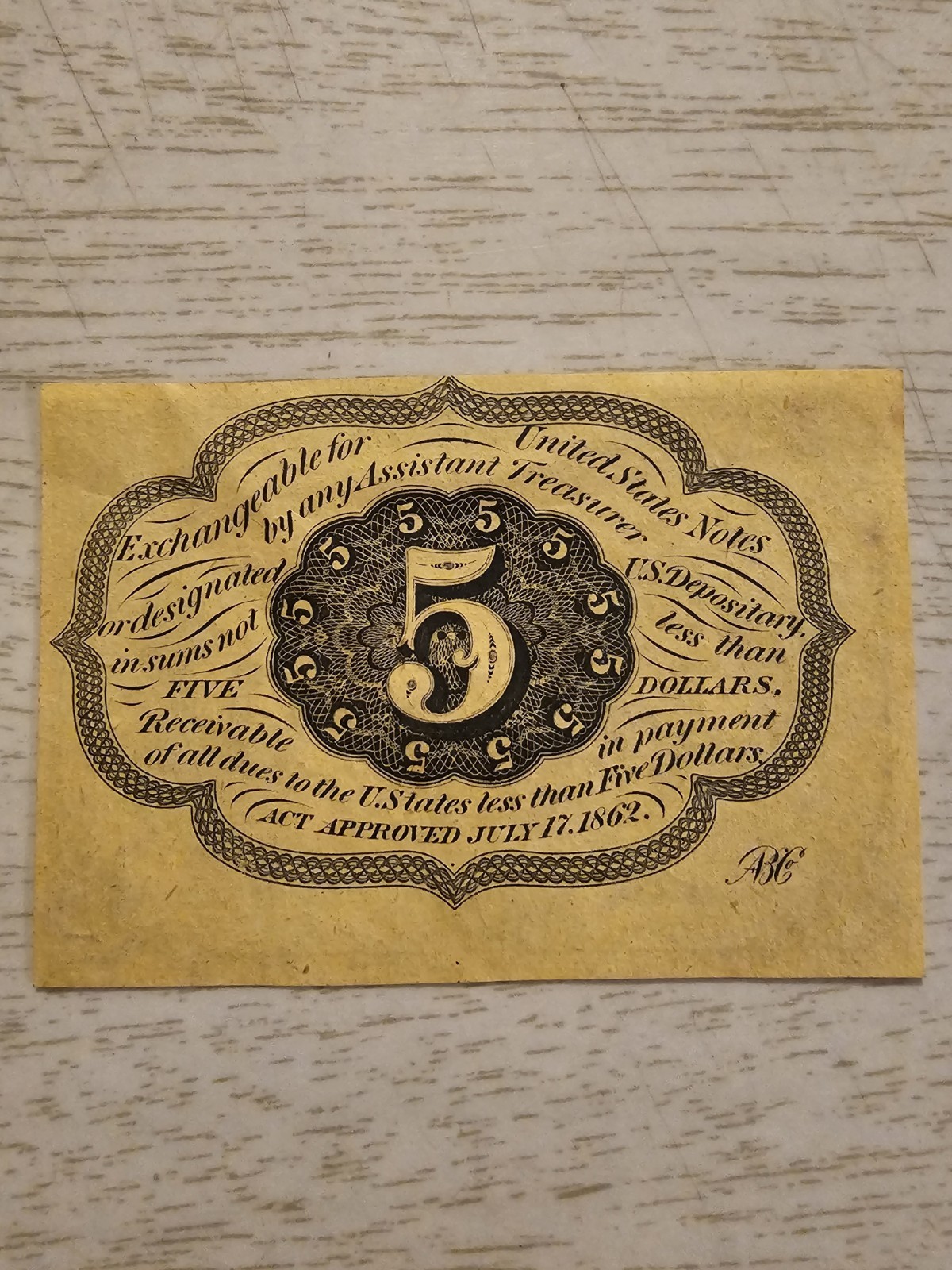 5 Cent First Issue Postage Currency Looks AU #1230 (Straight w Monogram) #2